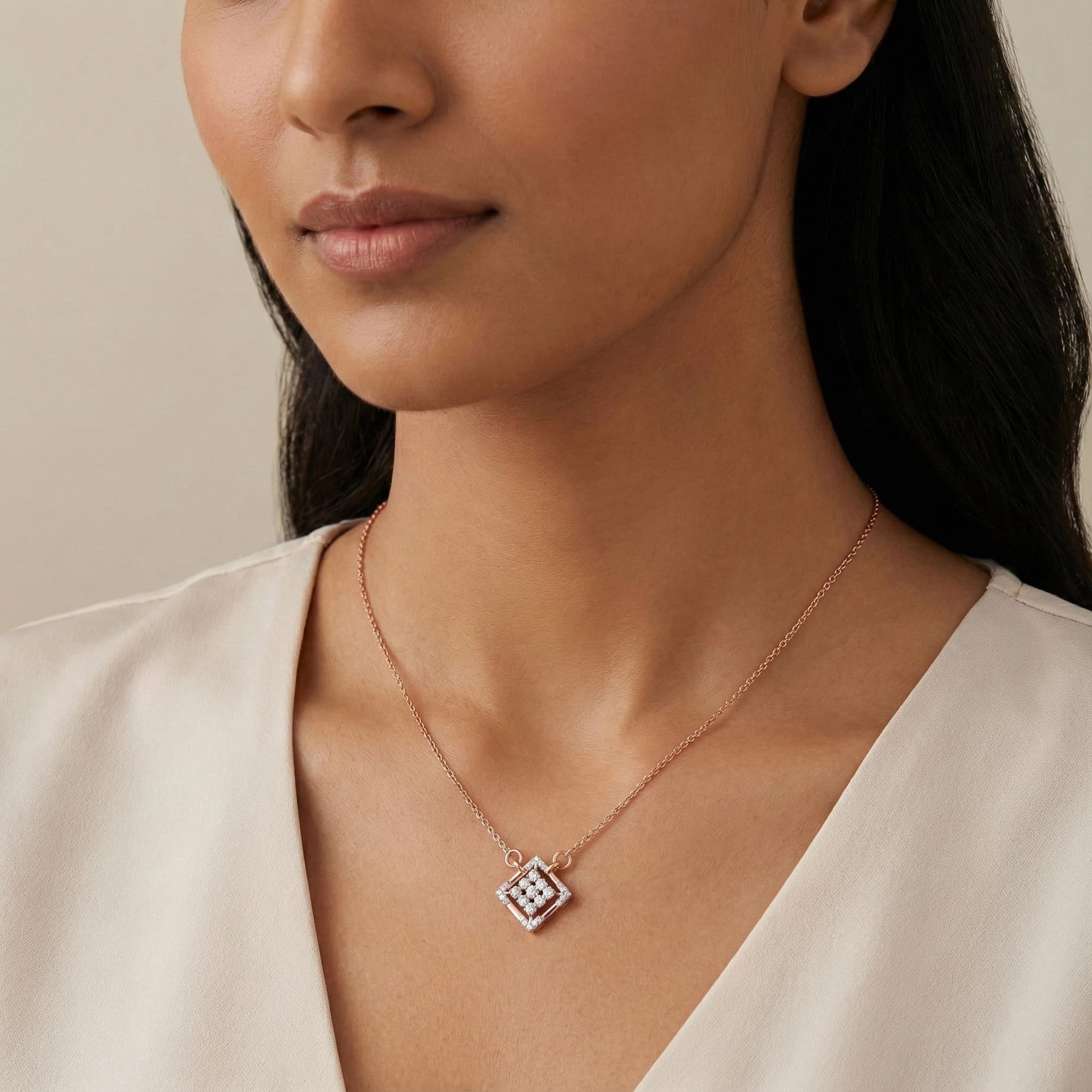 Rose Gold Diamond Necklace thumbnail 3