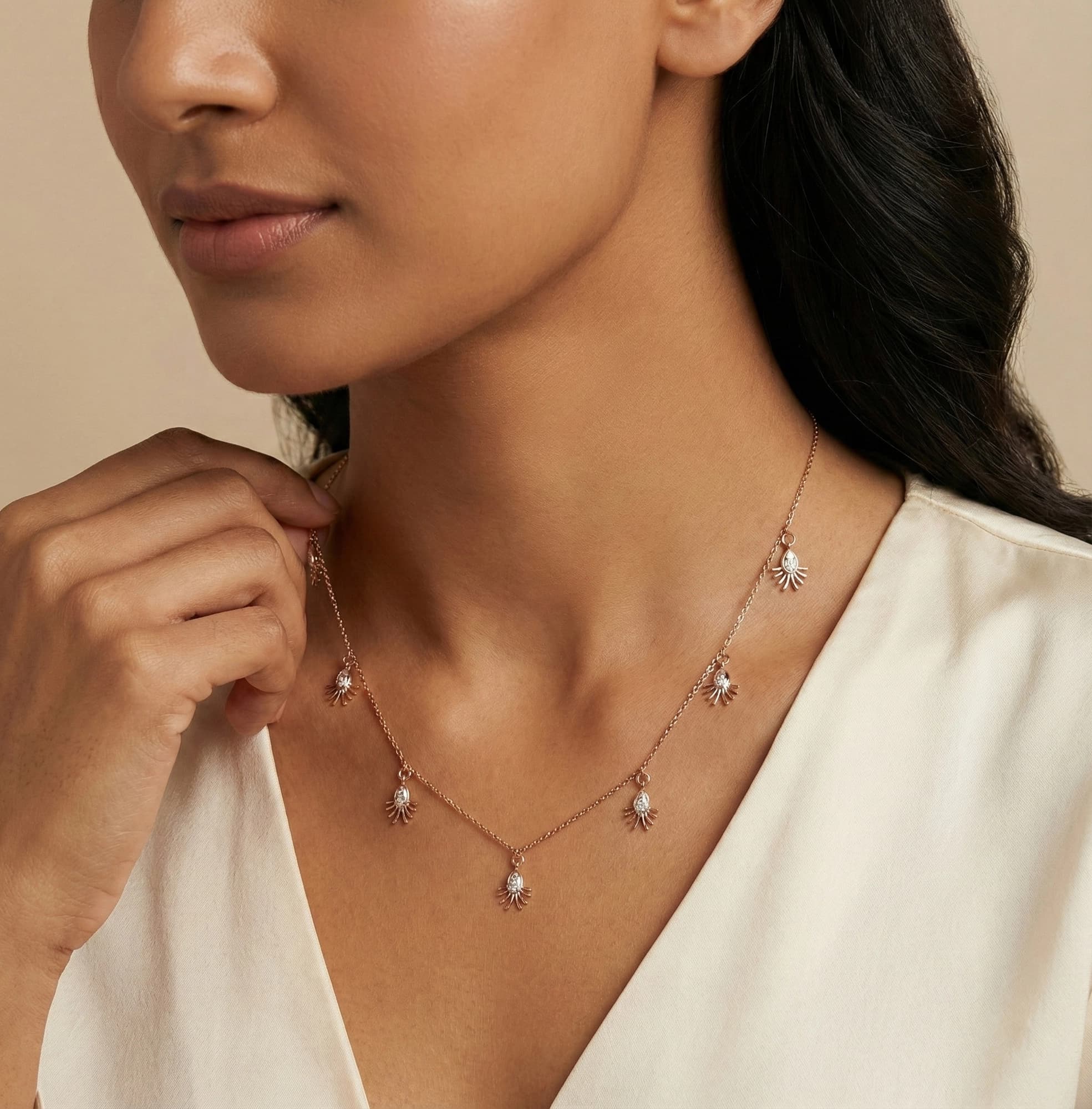 Rose Gold Diamond Necklace thumbnail 3