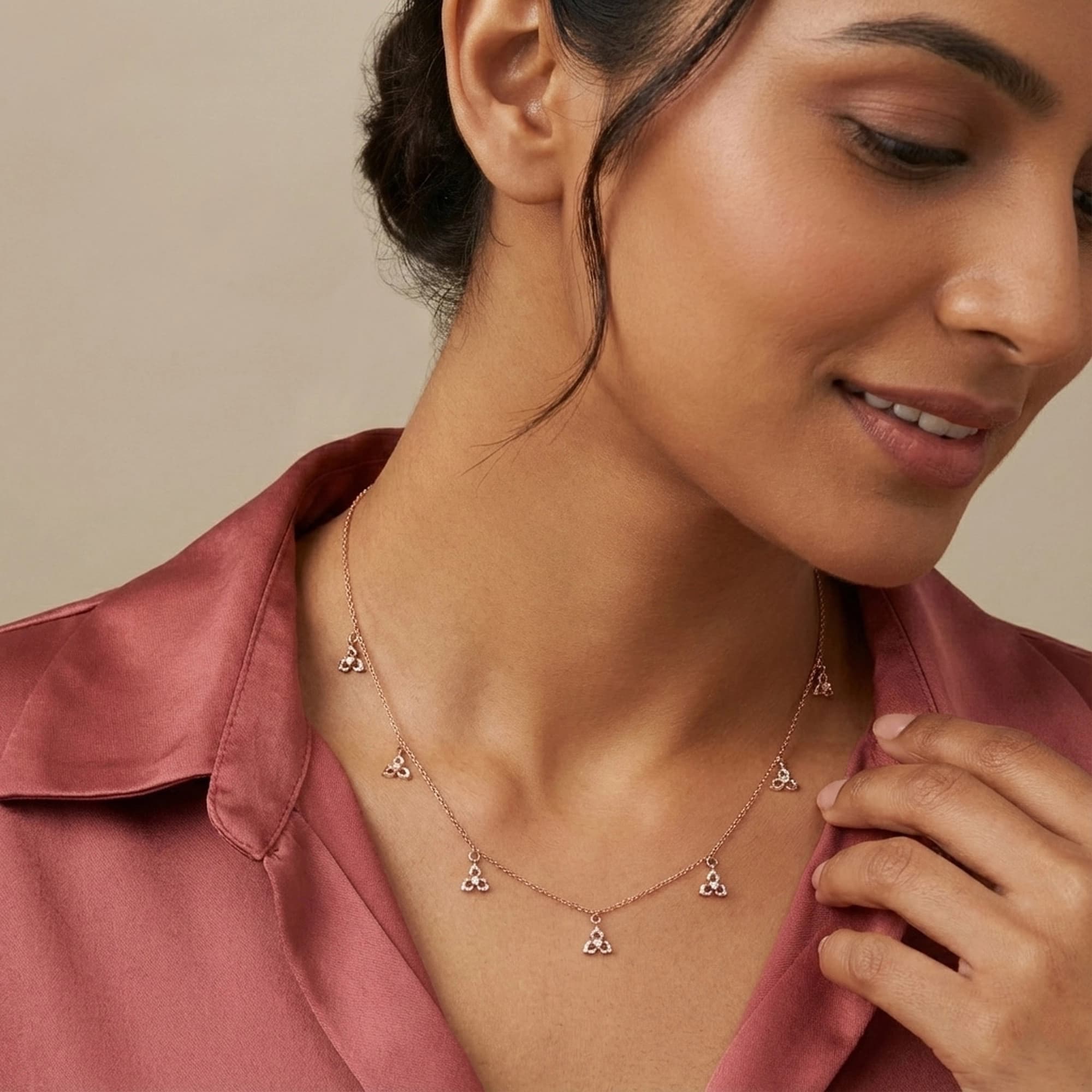 Rose Gold Diamond Necklace thumbnail 3