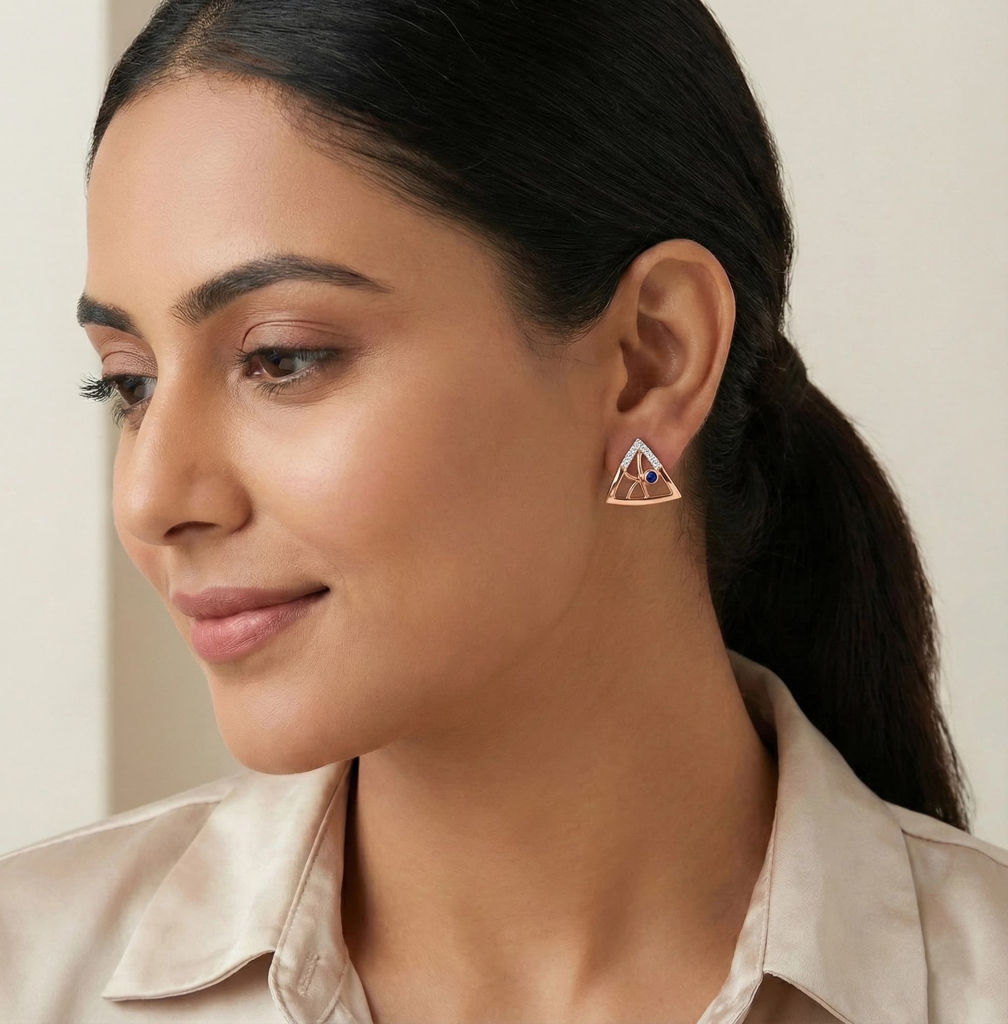 Rose Gold Diamond Earrings thumbnail 3