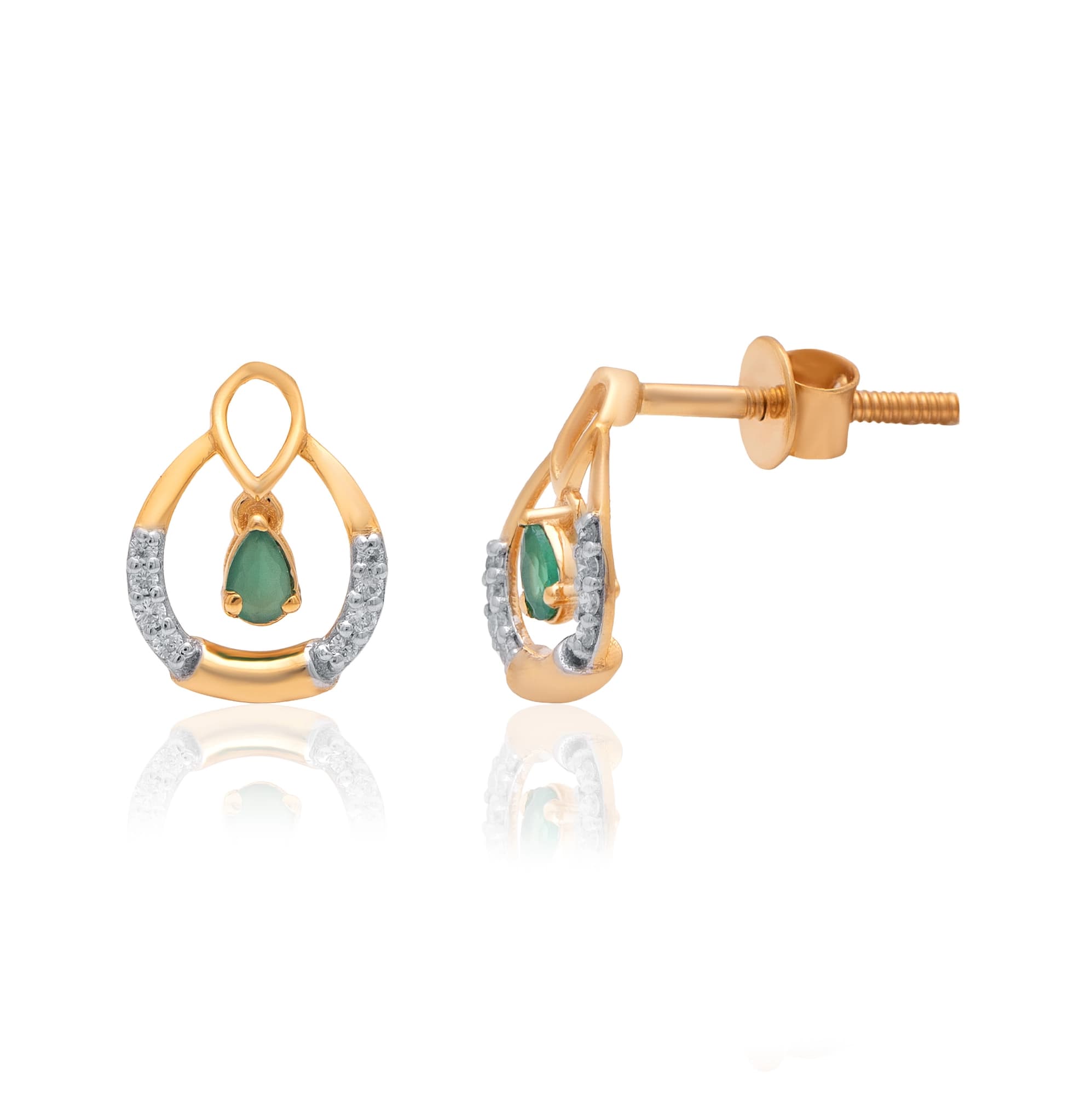 Yellow Gold Diamond Earrings thumbnail 3