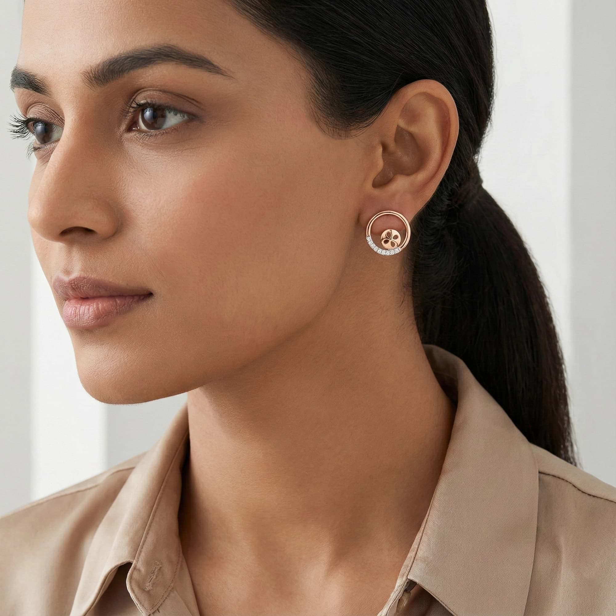 Rose Gold Diamond Earrings thumbnail 2