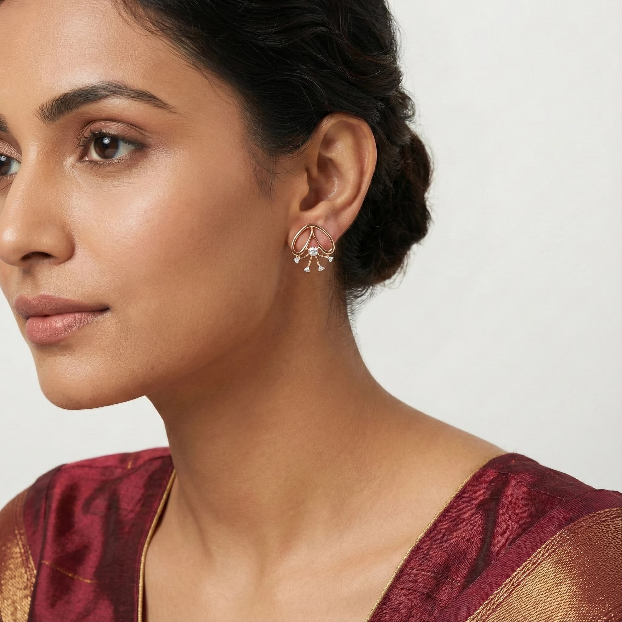 Rose Gold Diamond Earrings thumbnail 3