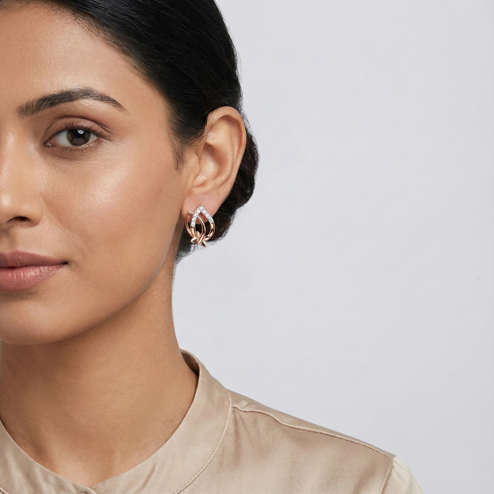 Rose Gold Diamond Earrings thumbnail 3