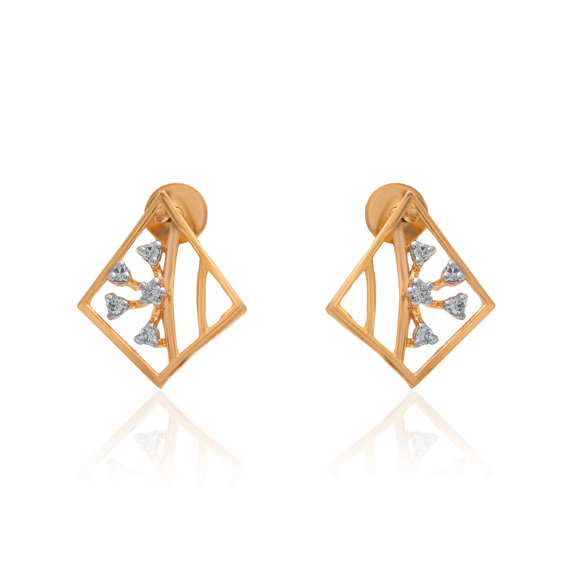 Yellow Gold Diamond Earrings thumbnail 2