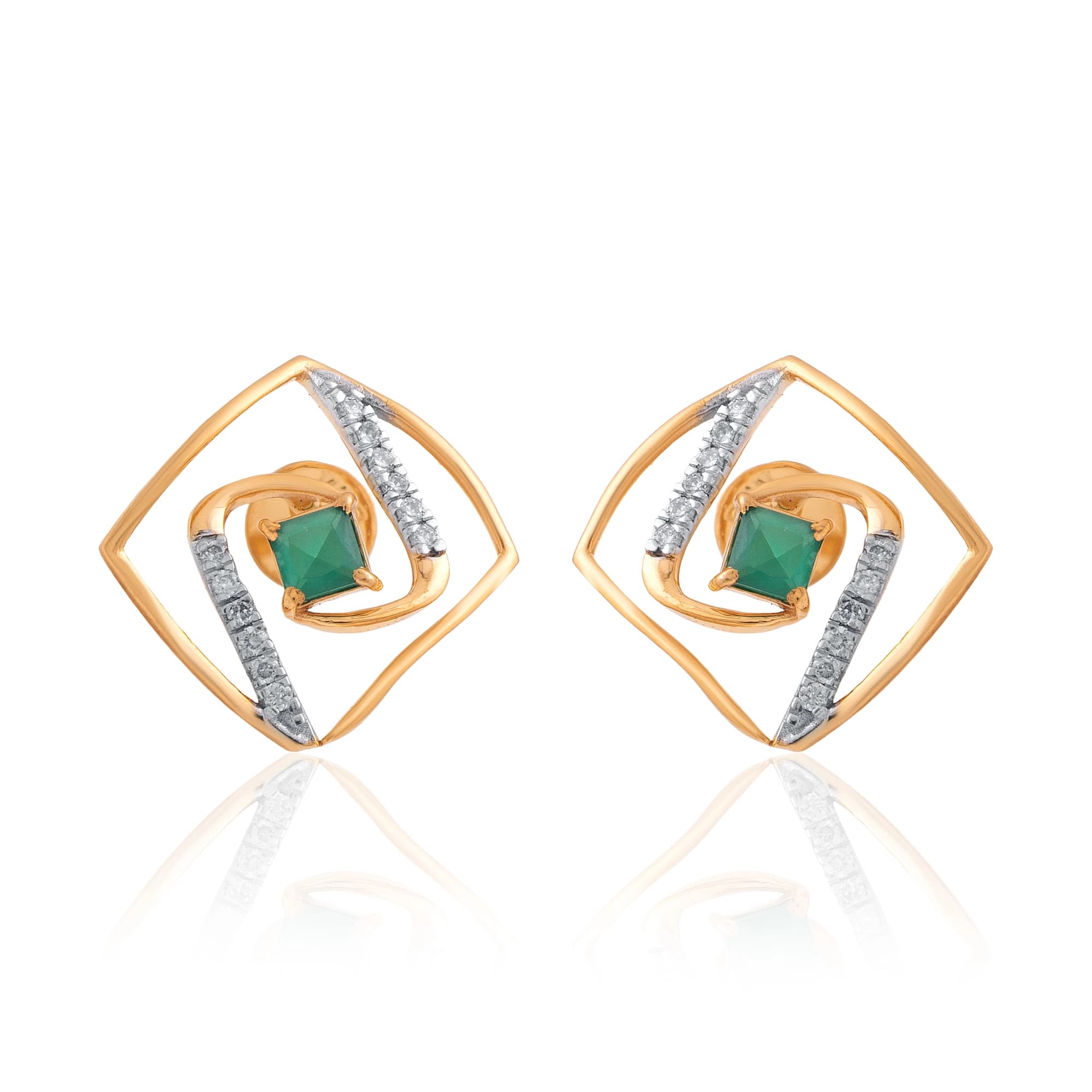 Yellow Gold Diamond Earrings thumbnail 2