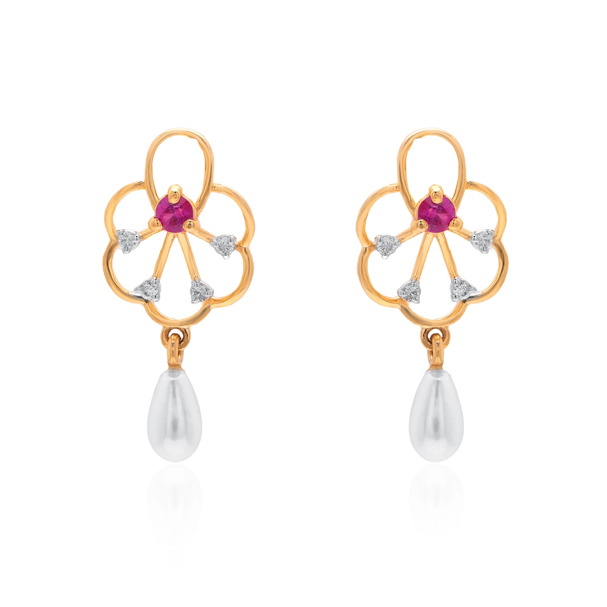 Yellow Gold Diamond Earrings thumbnail 2