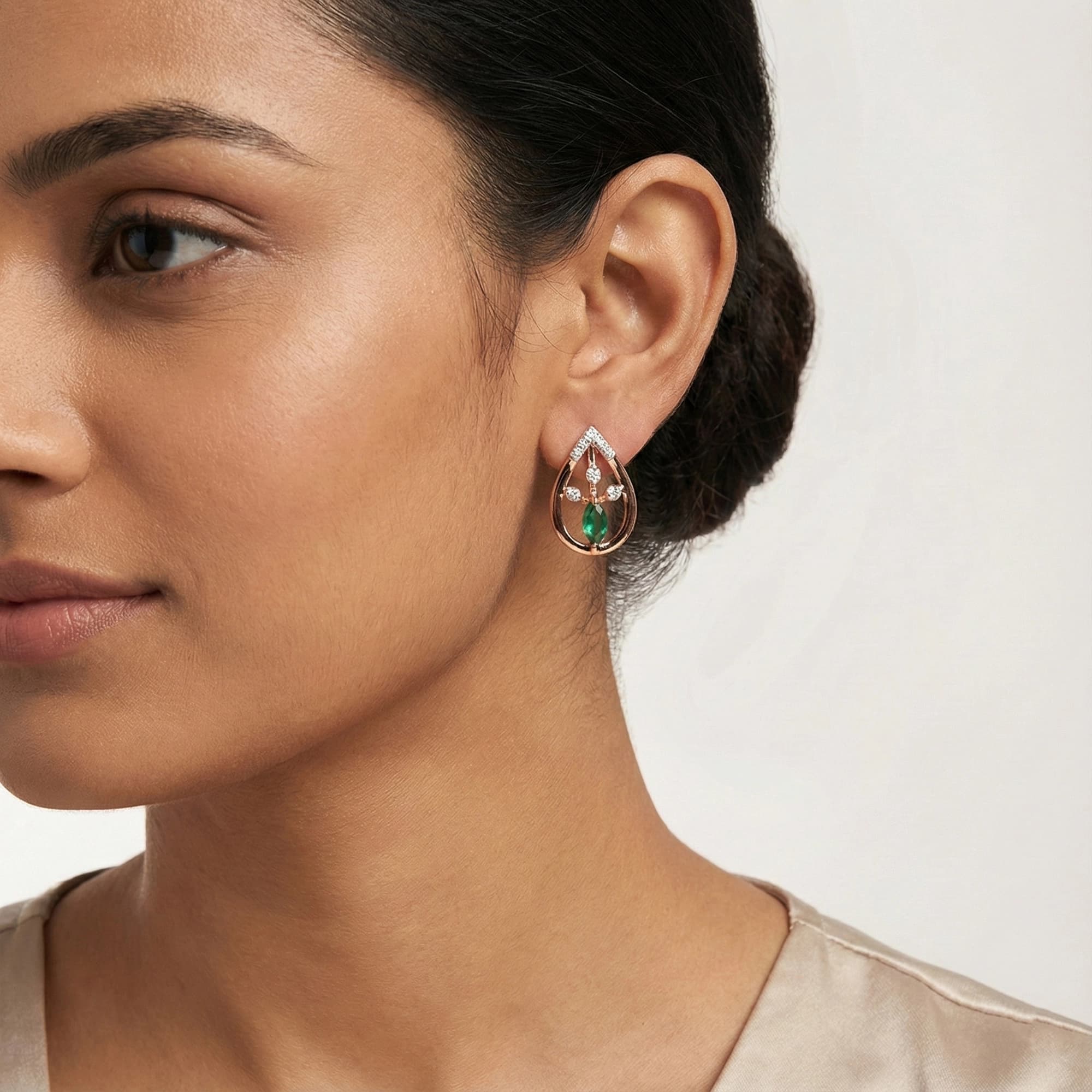 Rose Gold Diamond Earrings thumbnail 3