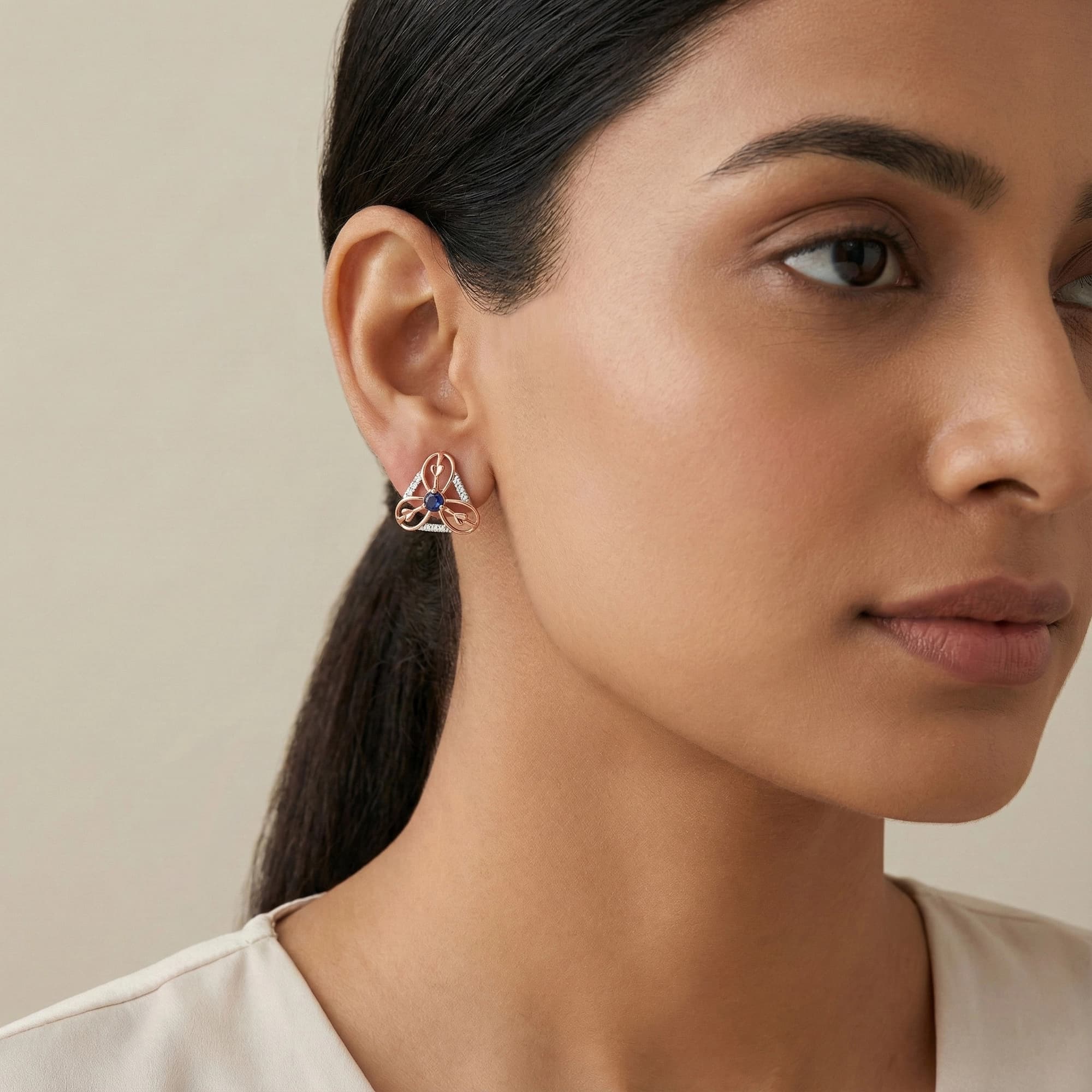 Rose Gold Diamond Earrings thumbnail 3
