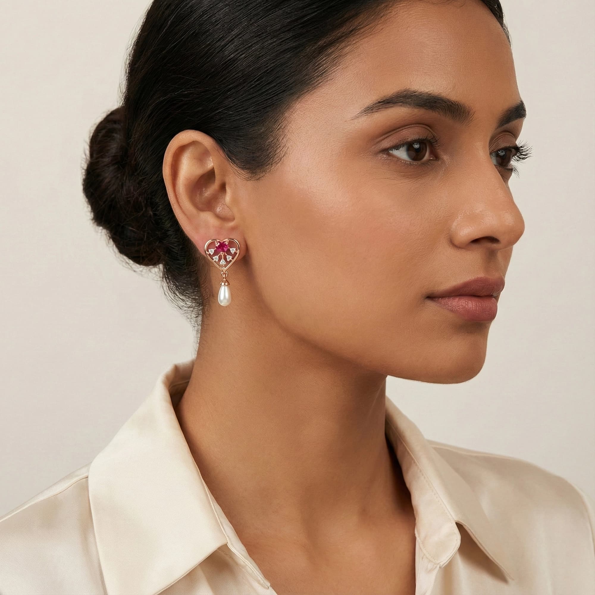 Rose Gold Diamond Earrings thumbnail 3
