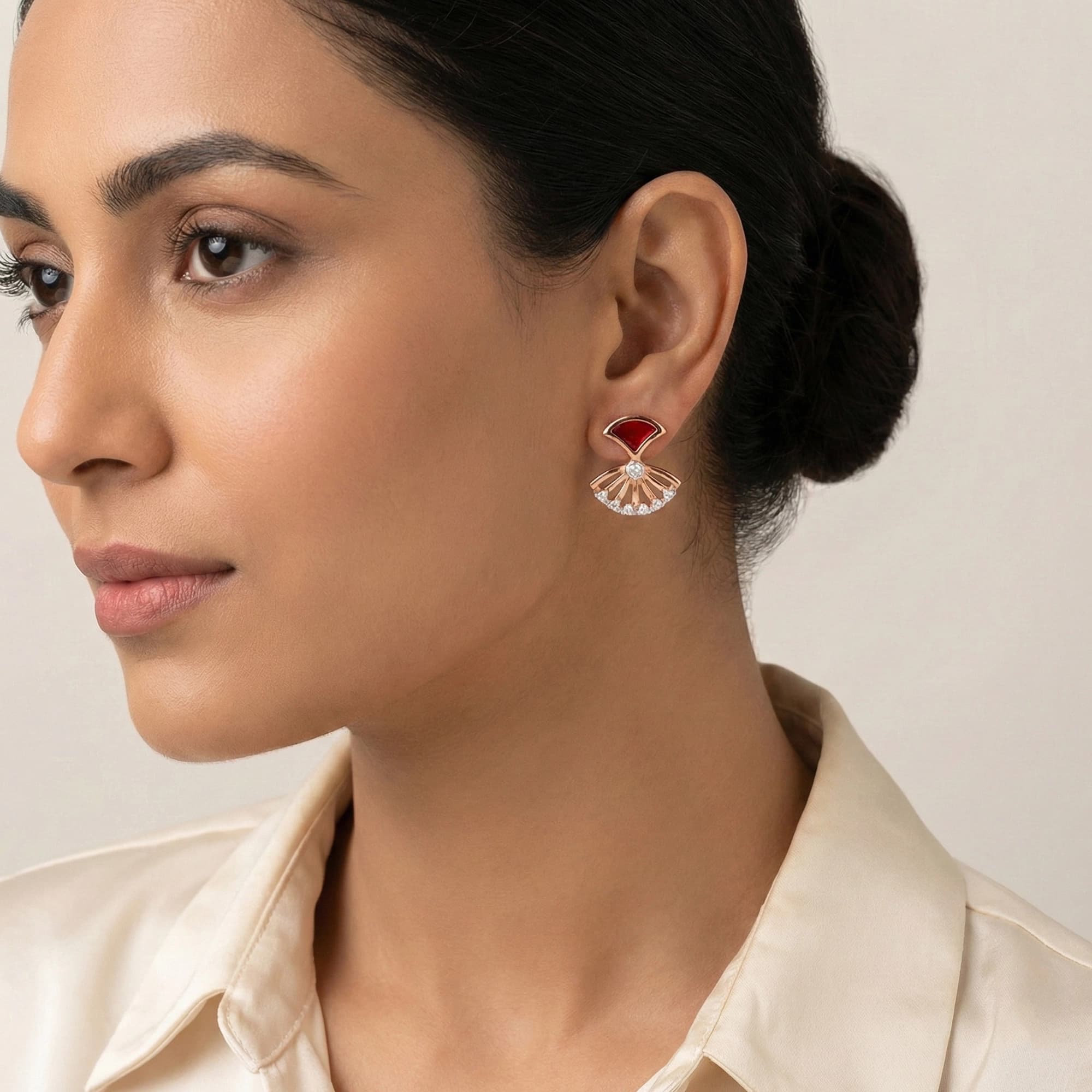 Rose Gold Diamond Earrings thumbnail 3