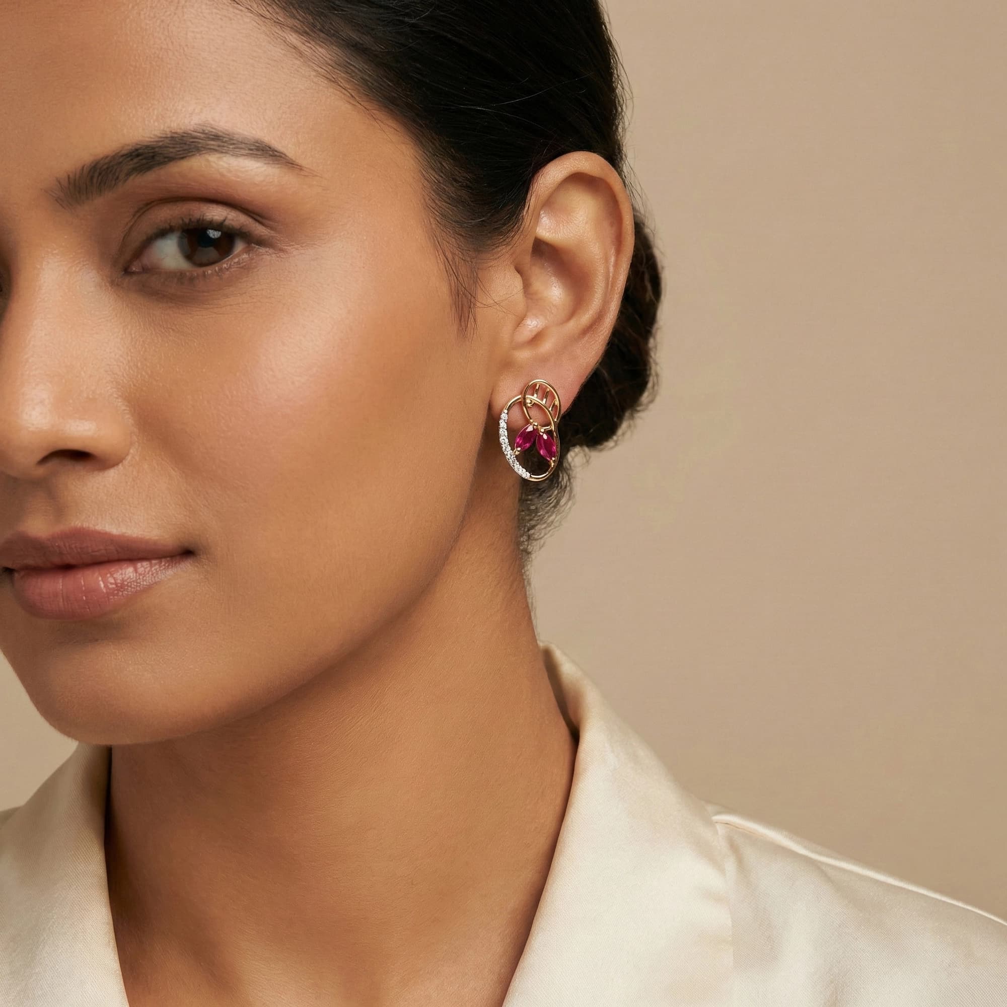 Yellow Gold Diamond Earrings thumbnail 3